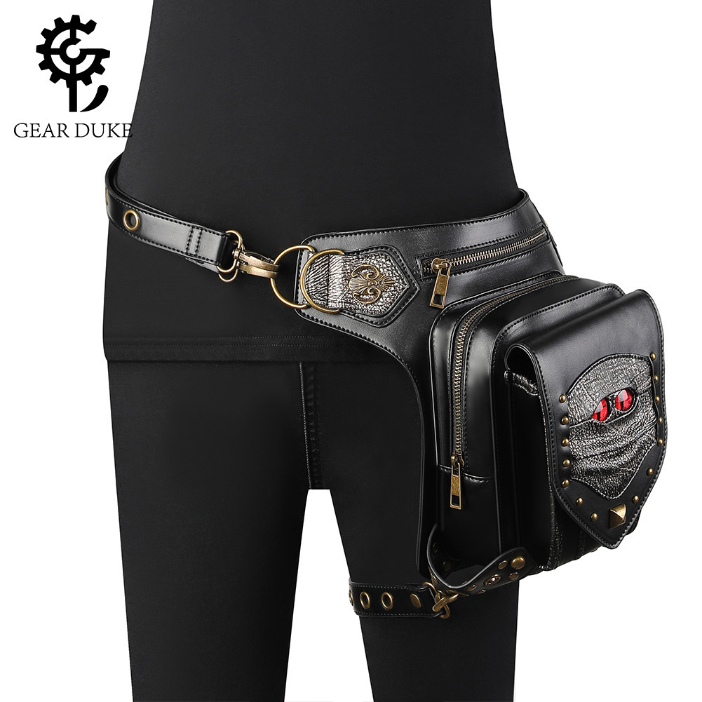 New Style Women Punk Chain PU Niche Motorcycle Ladies Shoulder Crossbody Waist Bag for Men ddmymoon