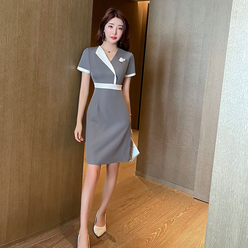 Free shipping designer classic fashion hot selling light luxury temperament versatile black gray dress women