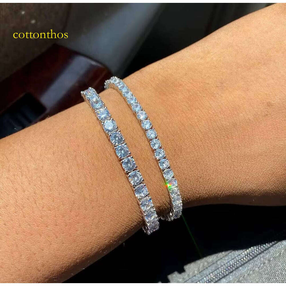 Sterling Sier Moissanite Dia Tennis Bracelet 3MM-6MM Chain Passes D VVS Test Elegant Bangles Collection