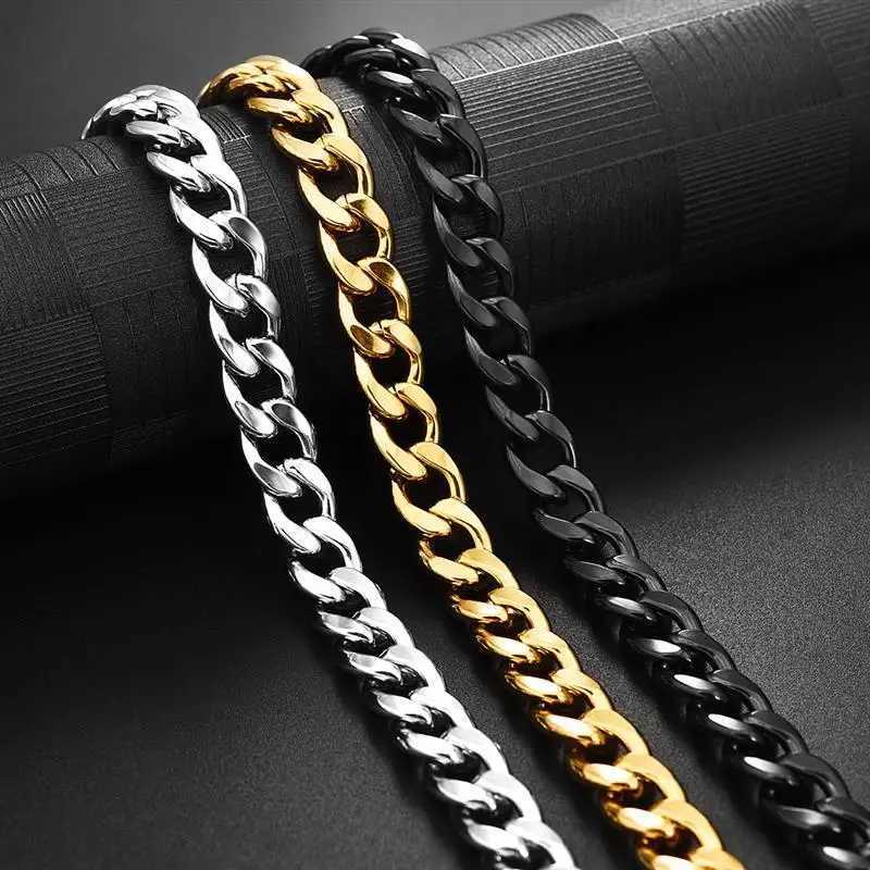 Stainless Steel Chain Necklace for Men Women Curb Cuban Link Chain Gold Color Silver Color Punk Choker Fashion Mens Jewelry Gift XJ250708