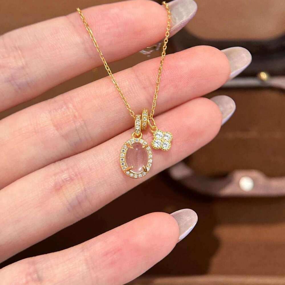 2025 New Lucky Clover Running Ring High Ice Egg Necklace Copper Material Zircon Women's High-end Jewelry