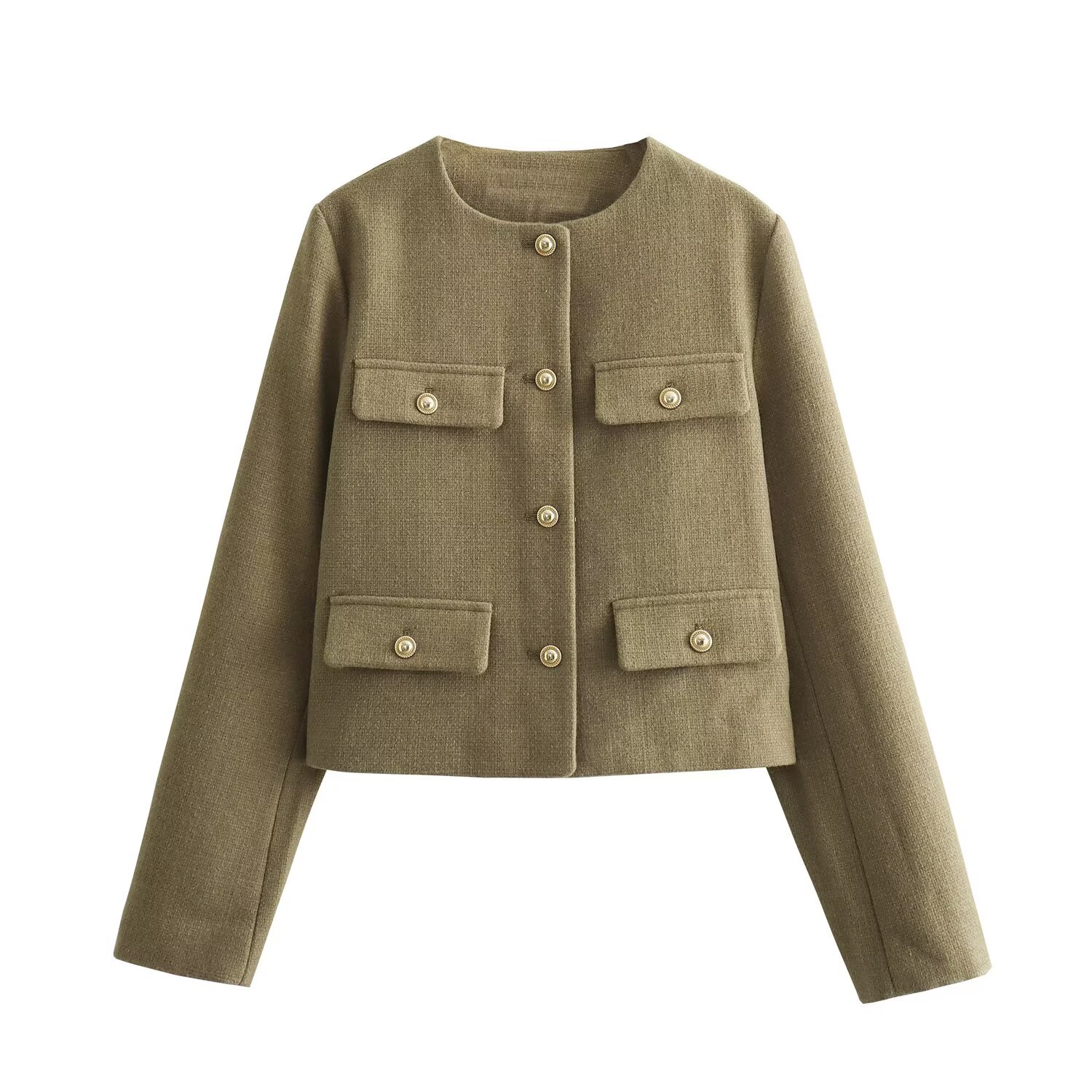 Free shipping autumn and winter new design women's fashion elegant button decoration short suit coat versatile simple coat hot sale