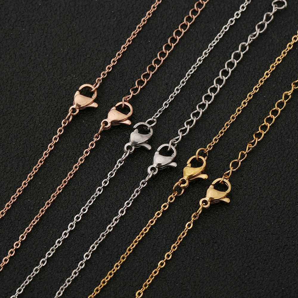 5pcs/Lot Stainless Steel 1 1.5 2mm Rolo Link Chain Necklace Gold 40 45 50 60CM Long Chain Lobster Clasp Necklace XJ250708