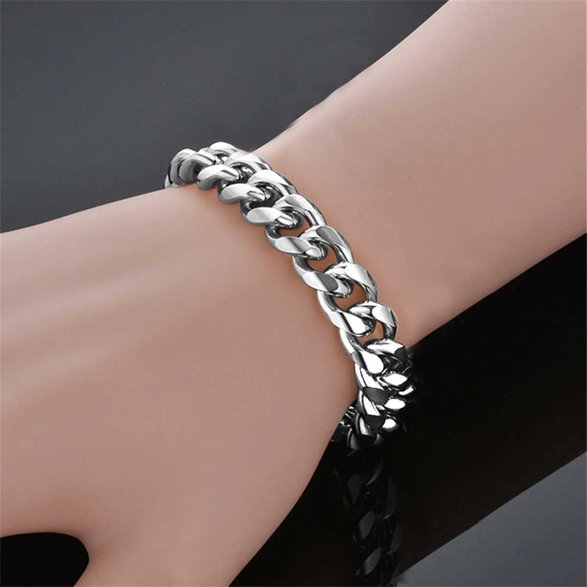 10mm Punk Miami Cuban Link Chain Bracelet for Men Gold Silver Color Stainless Steel Heavy Hand Chains Mens Jewelry Gift 2025 W250728