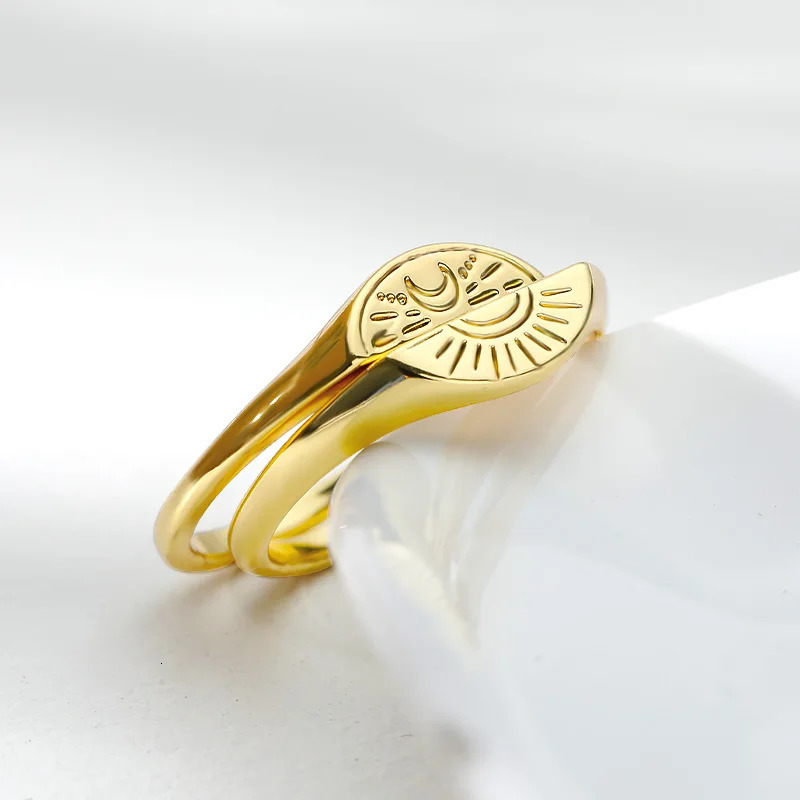Vintage Moon Sun Rings Set For Women Stainless Steel Couple Ring Trend Wedding Y2k Jewelry Accessories anillos mujer 250723