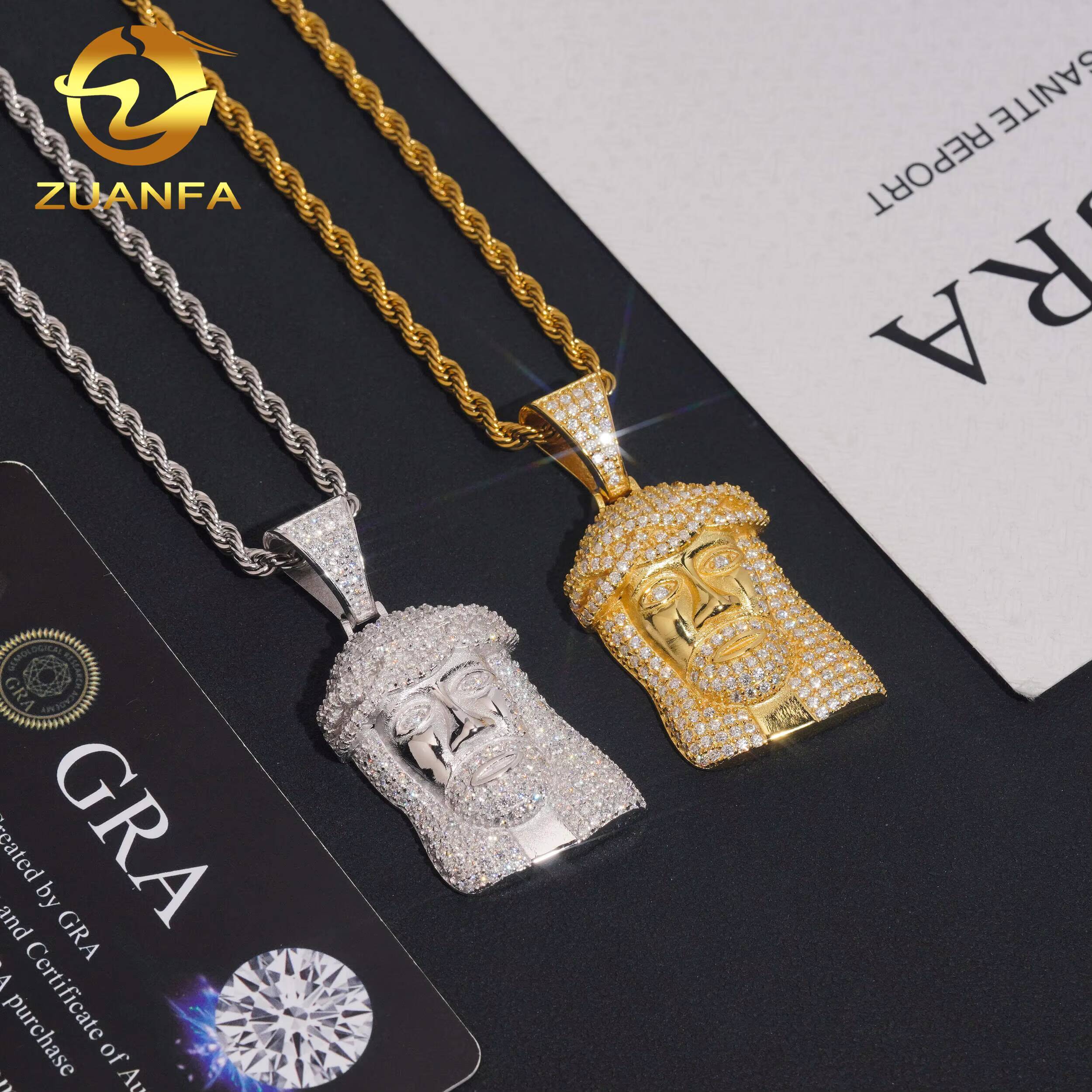 Small Size Cheaper Price Moissanite Jesus Pendant Hip Hop Iced Out Design 925 Sterling Silver Gold Plated Moissanite Pendant