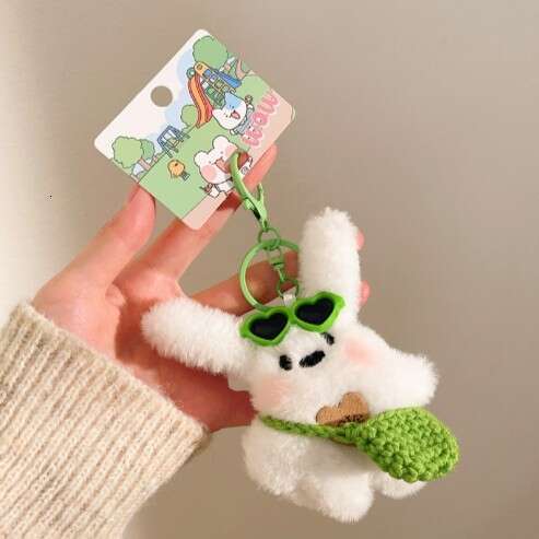 Creative Cute Blush Bunny Plush Doll Bag Pendant Keychain Accessory Couple Gift
