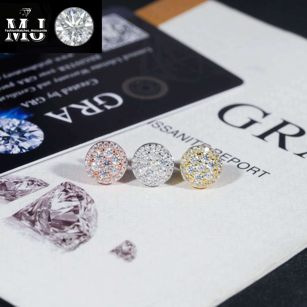 Gra Certificate Pass Dia Tester Iced Out Hip Hop Popular Sterg Sier VVS Moissanite Stud Earrings