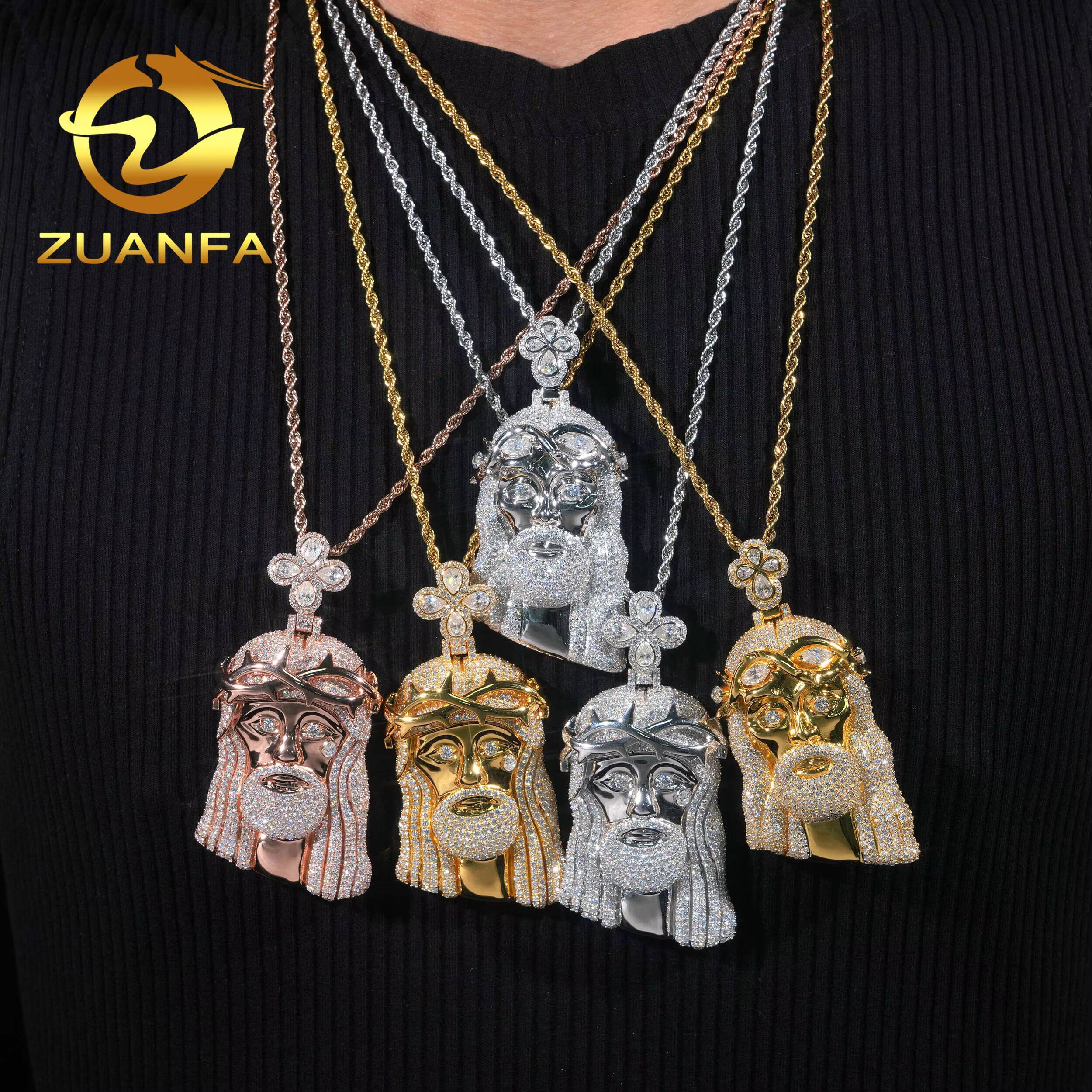 925 Silver Moissanite Pendant Men Iced Out Hip Hop Pendant Jesus Head VVS Moissanite Pendant Pass Tester Charm