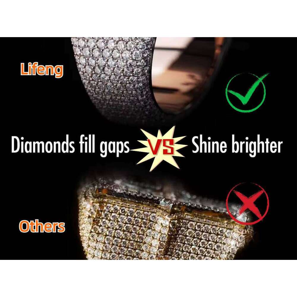 Fine Jewelry Ice Out Sier Solid VVS Moissanite Wedding 5 Rows Dia Engagement Couple Ring