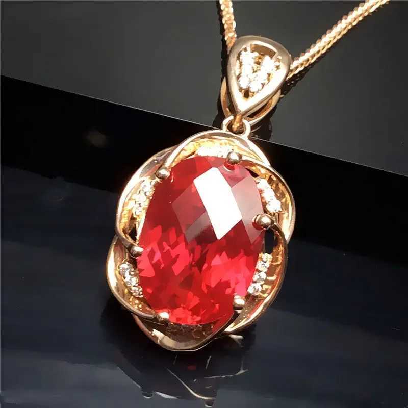 585 Purple Gold Ruby Necklace Plated 14K Rose Gold Luxurious Inlaid Crystal Pendant Romantic Wedding Jewelry for Women Z250728 Z250910