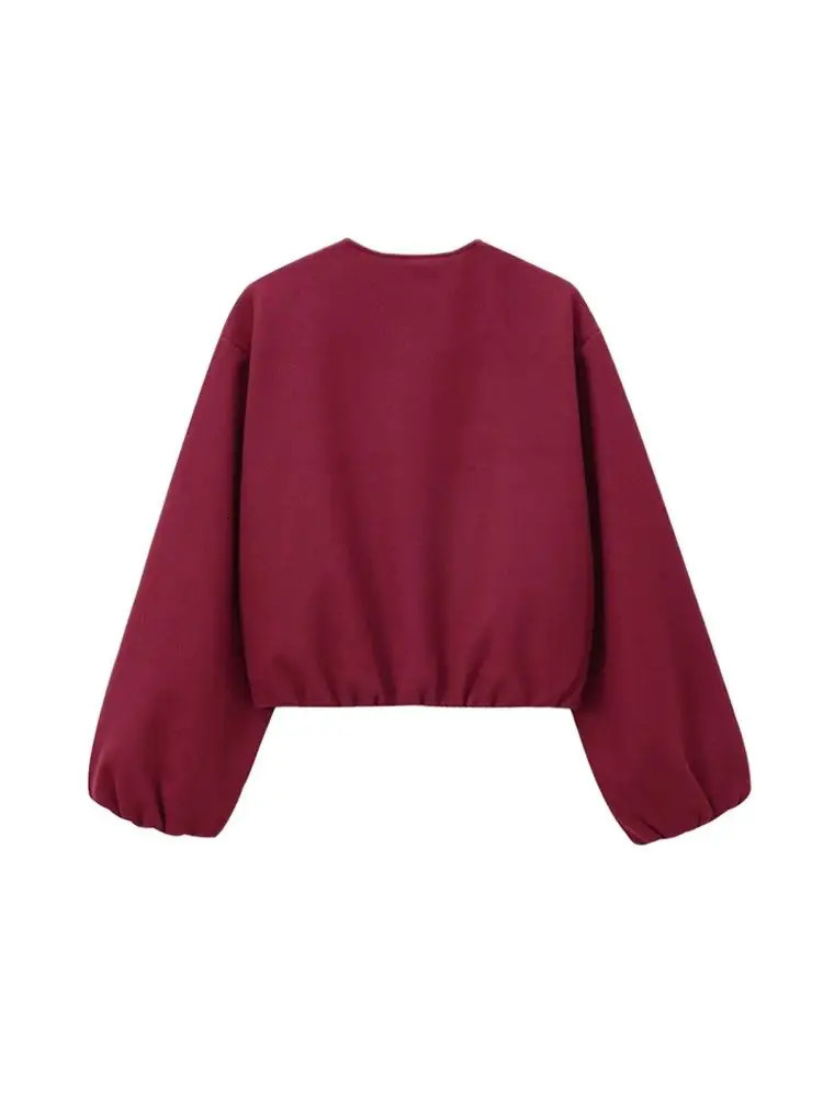 TRAOversized Soft Bomber Jacket for Women Long Sleeve Coat Front Zipper Female Outerwear Chic Tops Fashion 250728