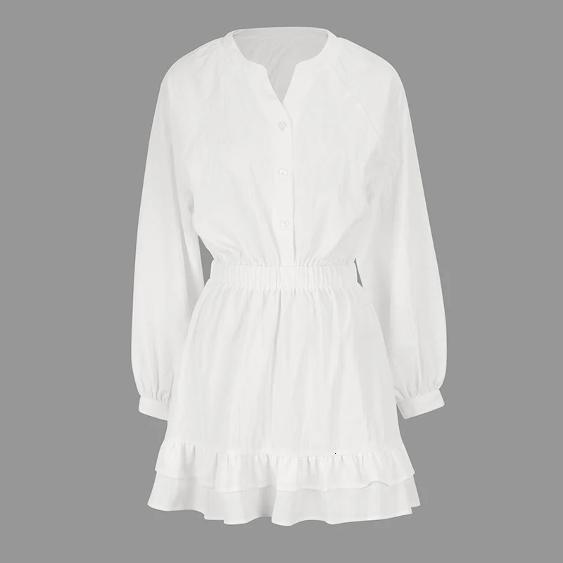 Women Dresses Autumn Streetwear Fashion Button Long Sleeves Casual Slim Dress Solid Sexy Vneck Lady Knitted Clothing 250728