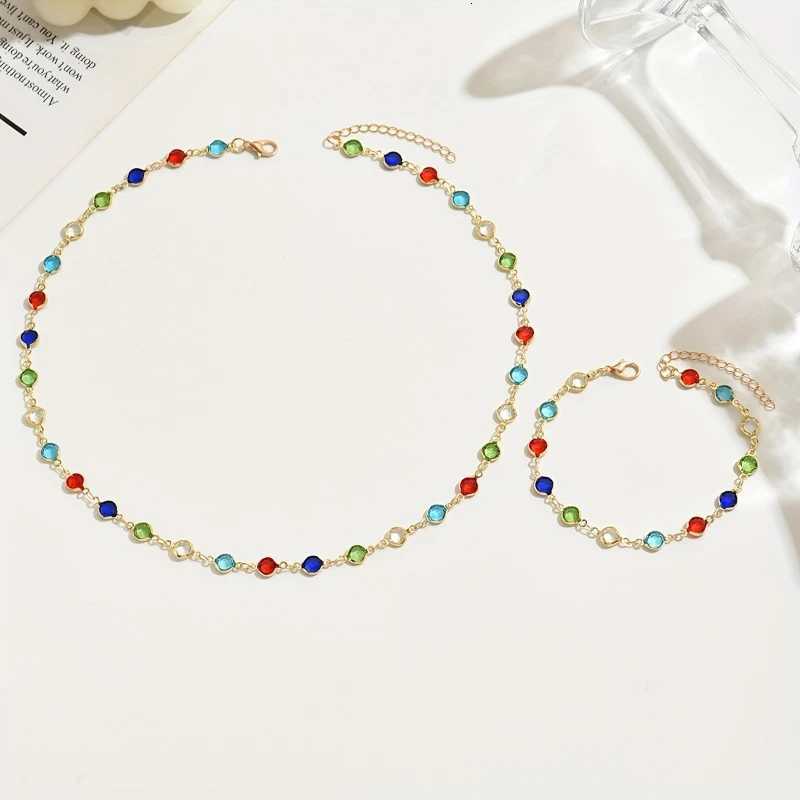 Elegant Color Inlaid Cubic Zirconia Necklace Set Fashion Jewelry for Parties Special Occasions Z250910