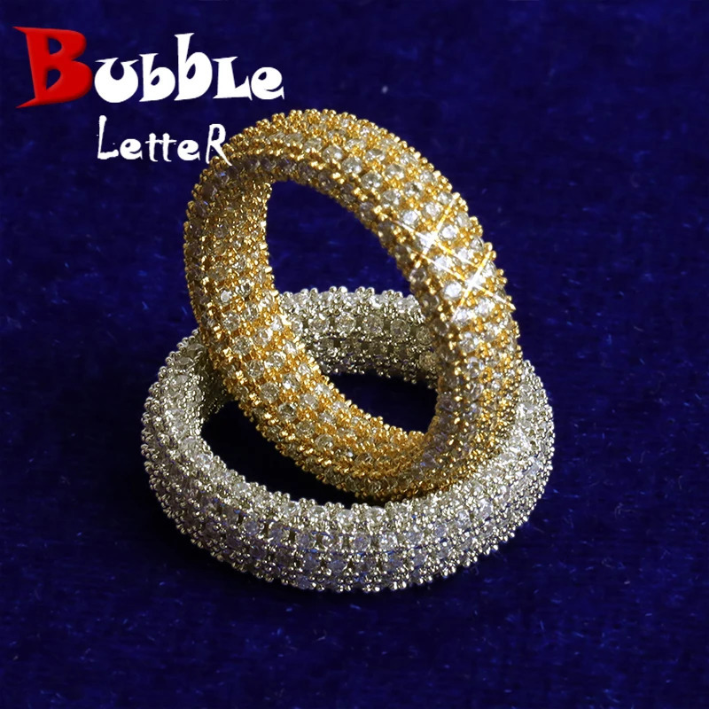 Bubble Letter Couples Ring for Men Trend White Gold Color Hip Hop Jewelry Iced Out Rapper 250723