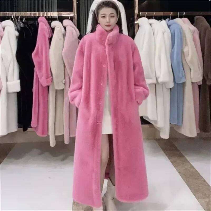 2024 New Long Mink Integrated Fur Women's Thick High-End Environmentally Friendly Coat Popular Winterthick Warm Jackets