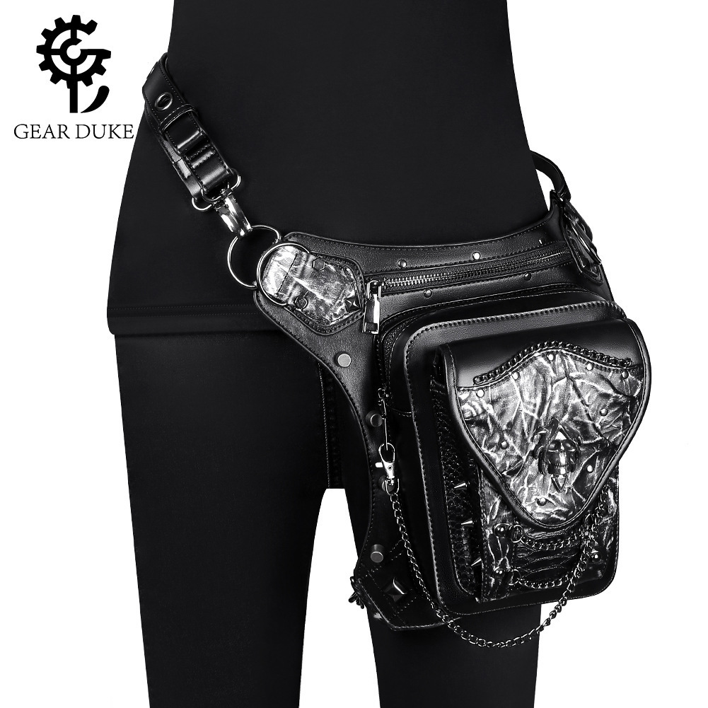 New Steampunk Skull Chain Motorcycle Women's Shoulder Crossbody Mobile Phone Waist Bag Men ddmymoon