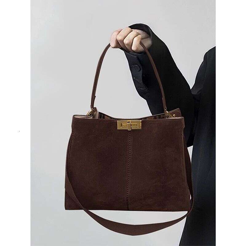 toteBag Shoulder bag ROSE NOIRE Maillard Suede For Women 2025 New High-Quality Texture Large Capacity Commuter Shoulder Bag Handbag