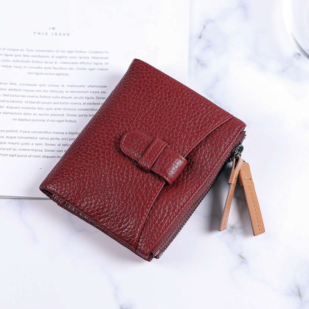 Short for Women Fashion New Top Layer Cowhide Card Holder Zipper Ladies Wallet designer wallet B5 B5