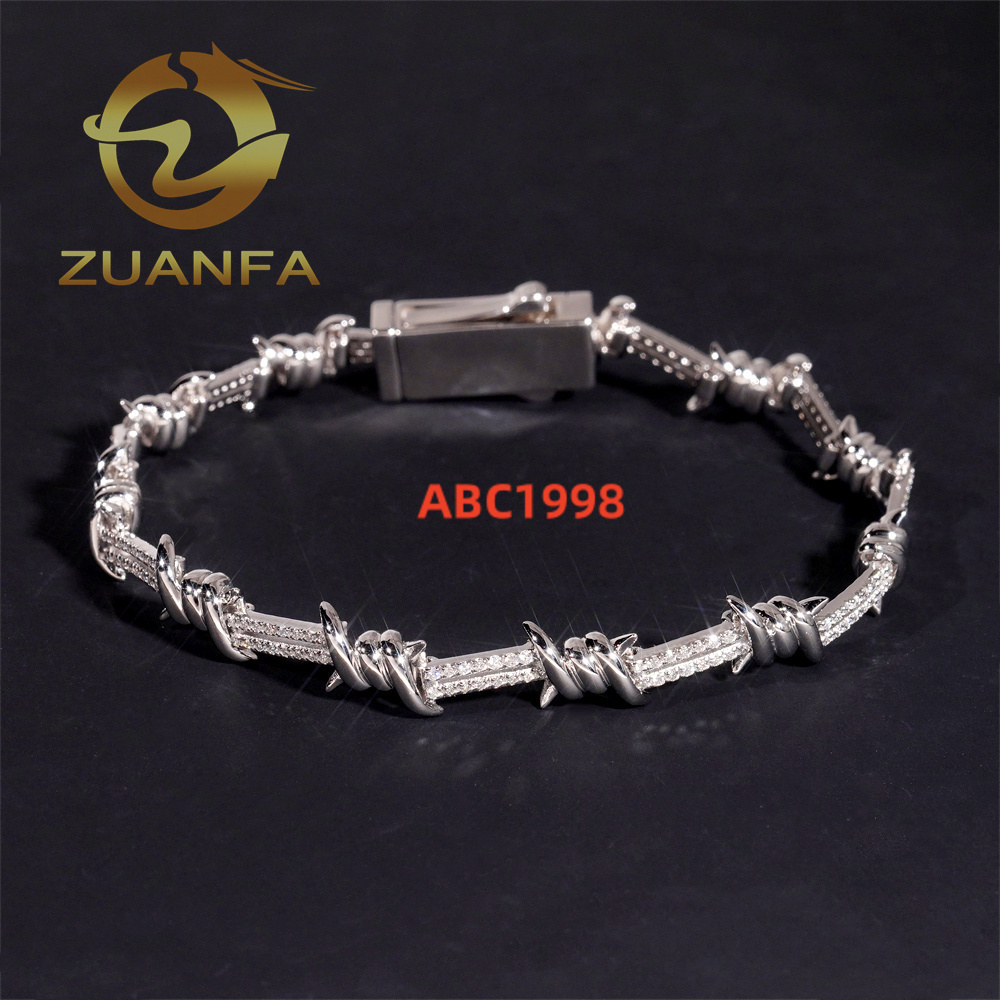 6mm 925 Silver Twisted Cuban Link Chain Iced Out Jewelry Moissanite Hip Hop Bracelet Lab Diamond Cuban Link Bracelet