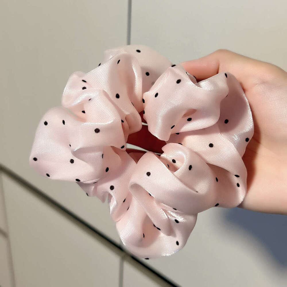 French Style Gentle Polka Dot Large Fat Tie Pearl Gradient Elegant Bun Ring Ponytail Rope New Hair Accessory