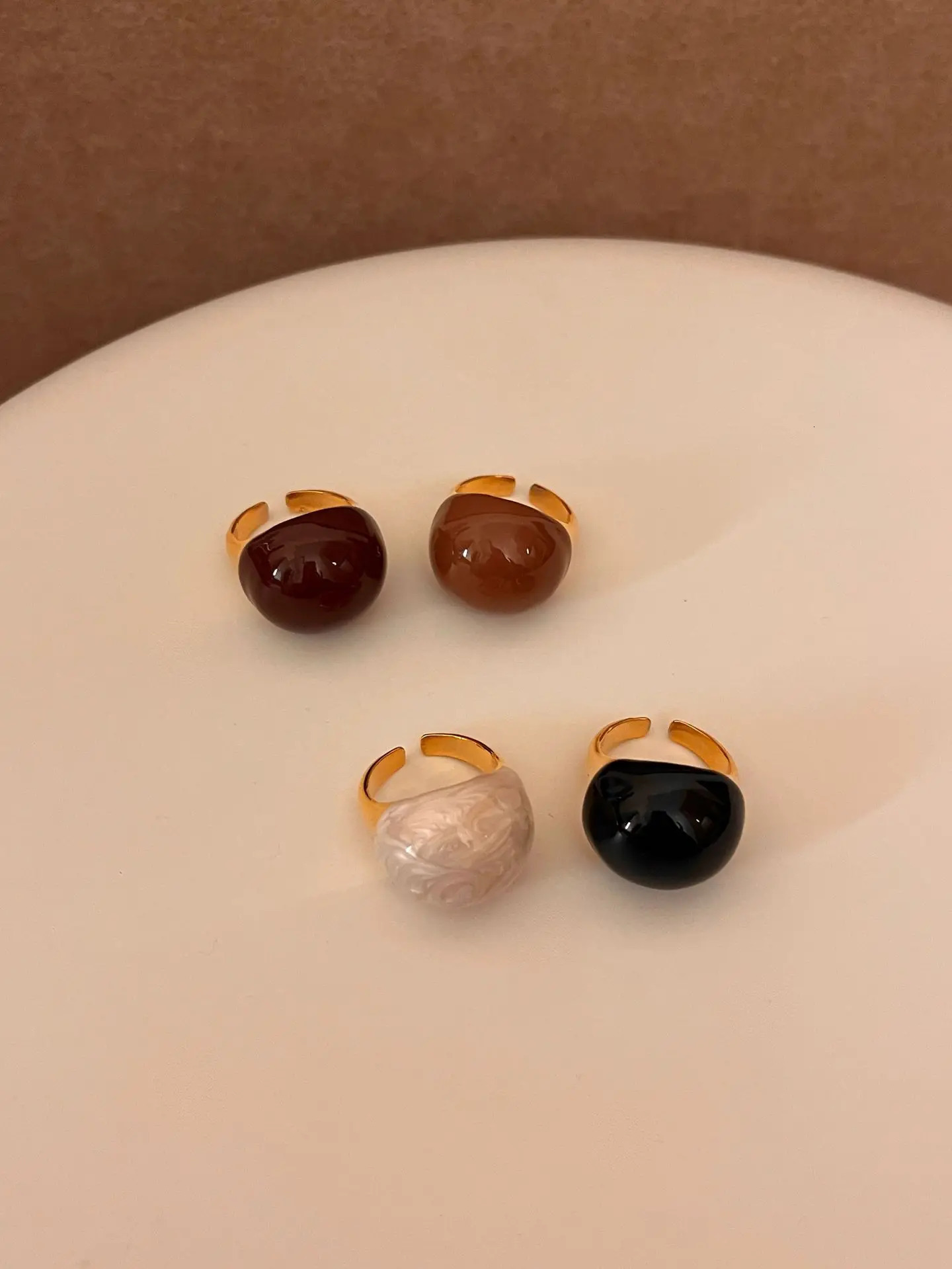 Vintage Metal Round Egg-shaped Enamel Drip Glaze Opening Rings for Women Girls Chunky Trendy Adjustable Jewelry Gift 250723