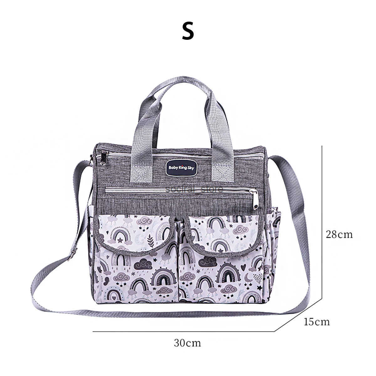 New Fashionable Cloud Printed Shoulder Mommy BagF rontD oubleF lapk etP antsM ultiFunctionalLa rgeCapacityCro ssBodyMoth erandB aby BagS atch elDiape 