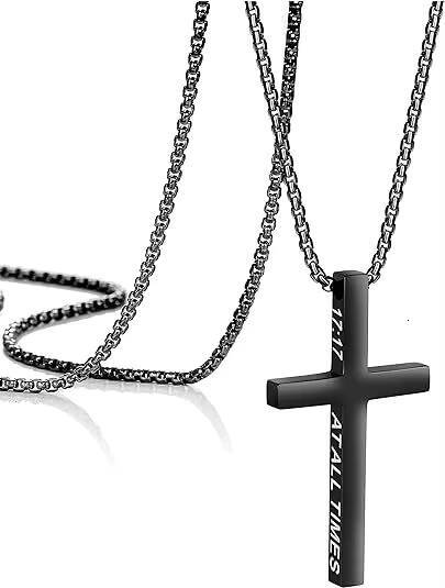 Stylish Simple Stainless Steel 18K Gold Cross Pendant Necklace Jewelry for Men and Women for Fathers Day Gifts