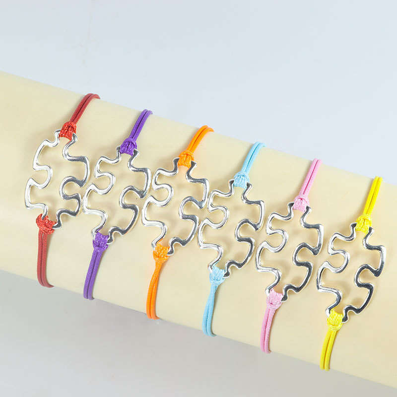 Awareness Puzzle Pendant Unisex Jewelry Autism Wax Rope Bracelet ddmypluto
