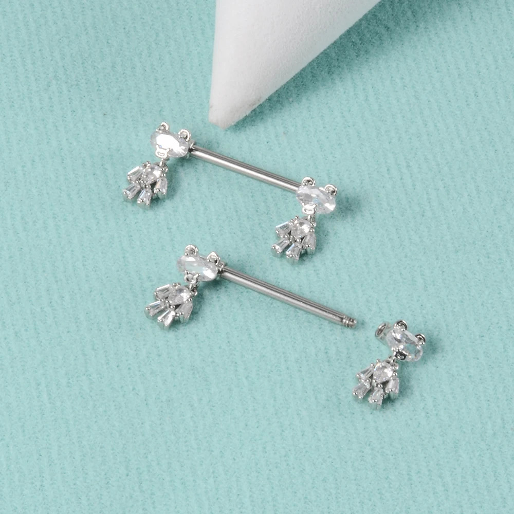 Pair Sword Cross Nipple Piercings Barbell Steel Crystal Nipple Shield Cover Heart Flower Nipple Rings Jewelry Body 14G 250722