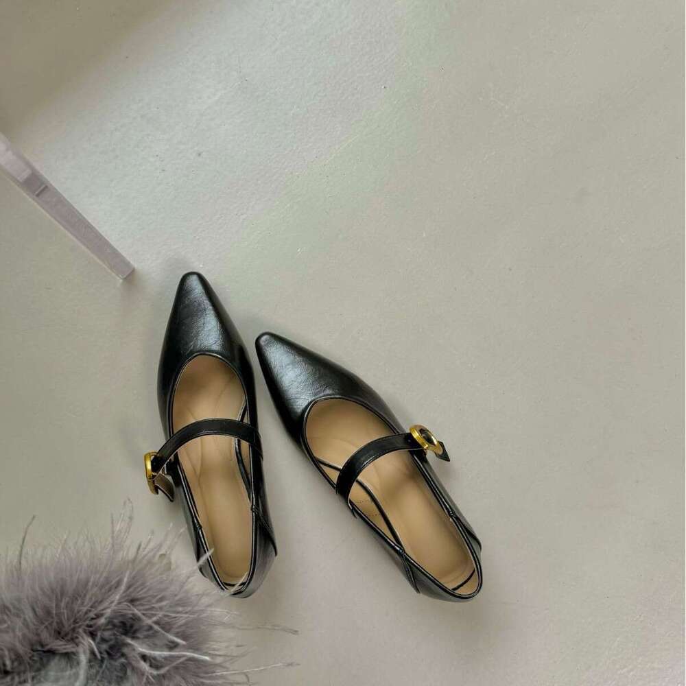 High Heels for Women, Chunky Heel, Comfortable, Spring 2025, Niche Style, Black French Pointed Toe Work Shoes