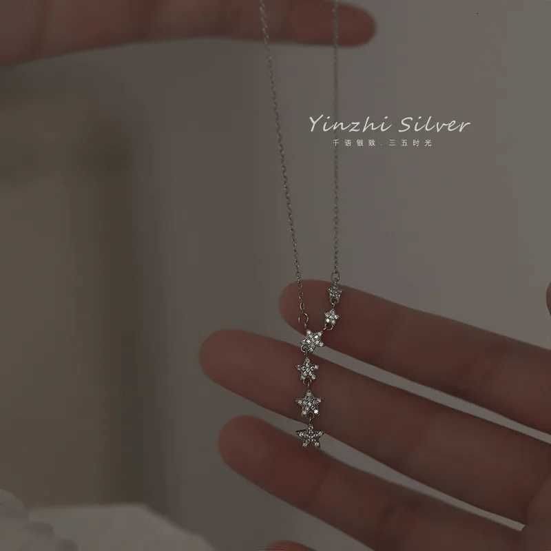 Star Tassel Pendant Necklace 925 Sterling Silver Clavicle Chain for Womens Fine Jewelry Z250910