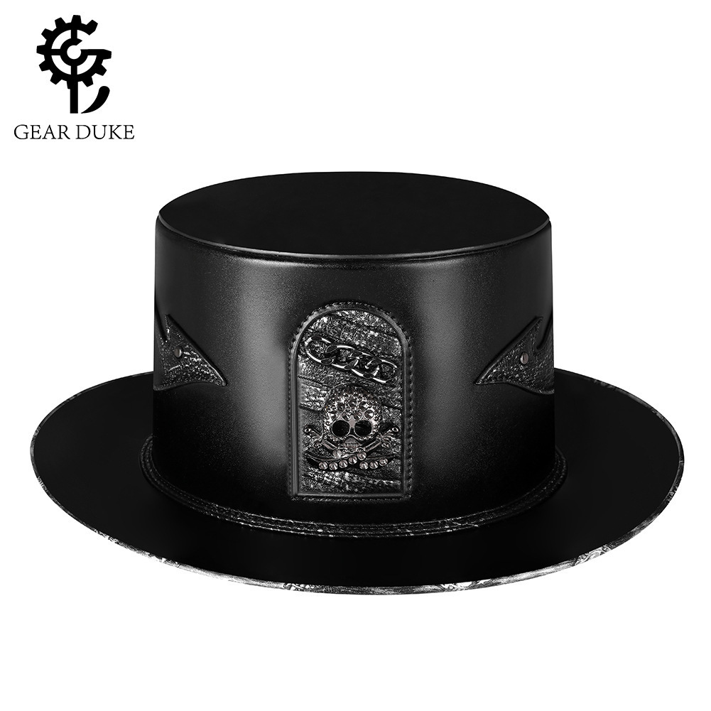 Halloween Punk Plague Doctor Prop Flat Big Brim Magic Gentleman Top Hat for Women ddmymoon