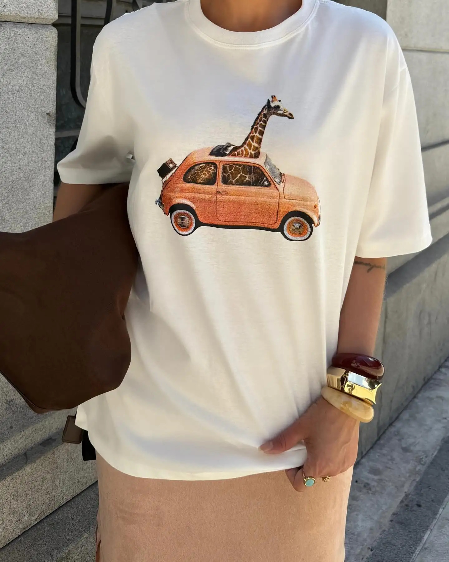 Harajuku Oversize Women Summer Giraffe Graphic T Shirts Gothic Y2k Tops Clothes Casual Streetwear Couple Goth Women Clothing 250728