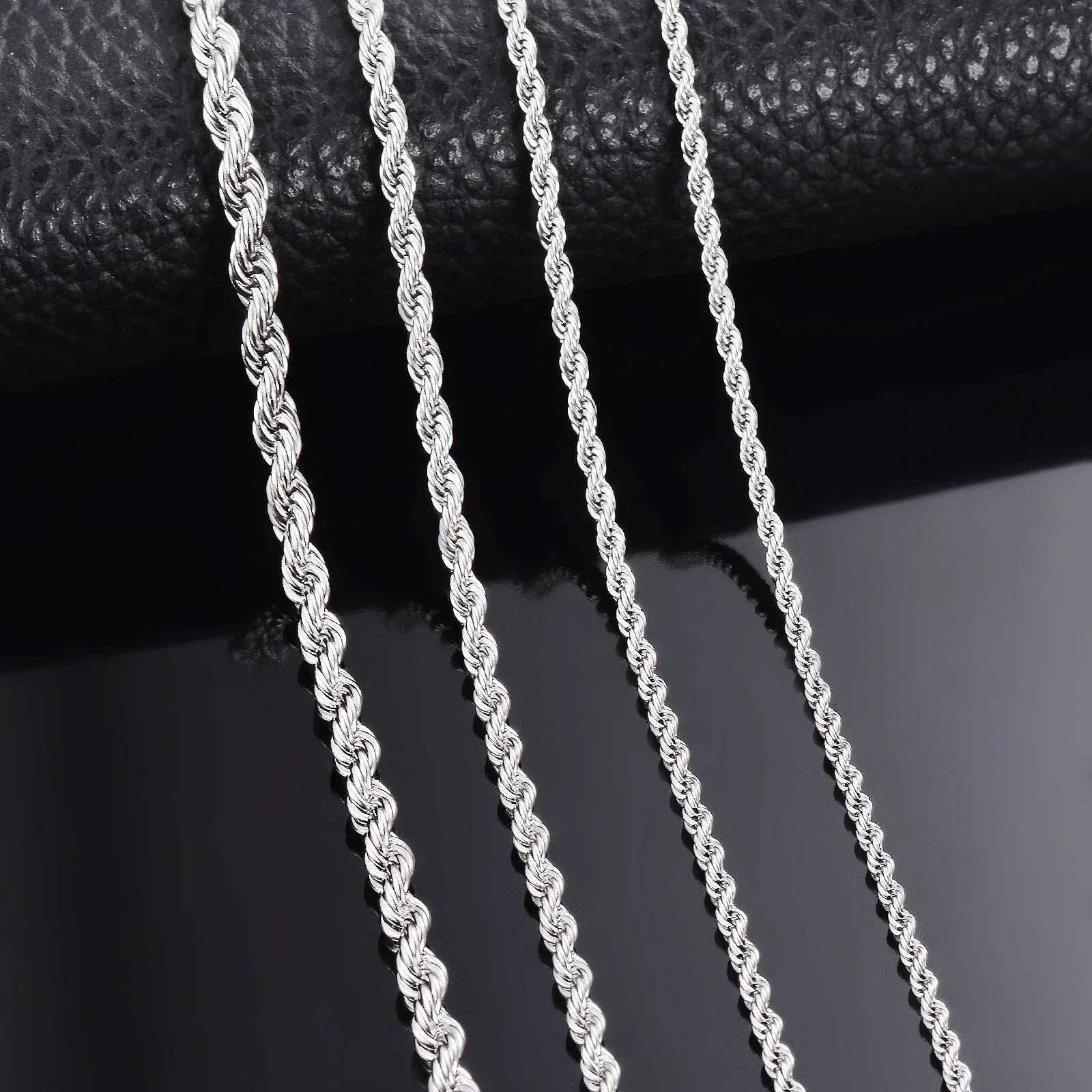 1 piece 925 sterling silver Width 2mm/3mm/4mm Rope Chain Necklace/Bracelet For Men Women Fashion Chain Necklace XJ250708