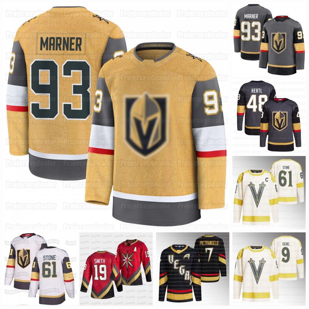 93 Mitch Marner Knights 2025-26 Golden Jerseys Mark Stone Jack Eichel Phil Kessel Kolesar Alex Pietrangelo Pavel Dorofeyev Brayden McNabb Tomas Hertl Shea Theodore