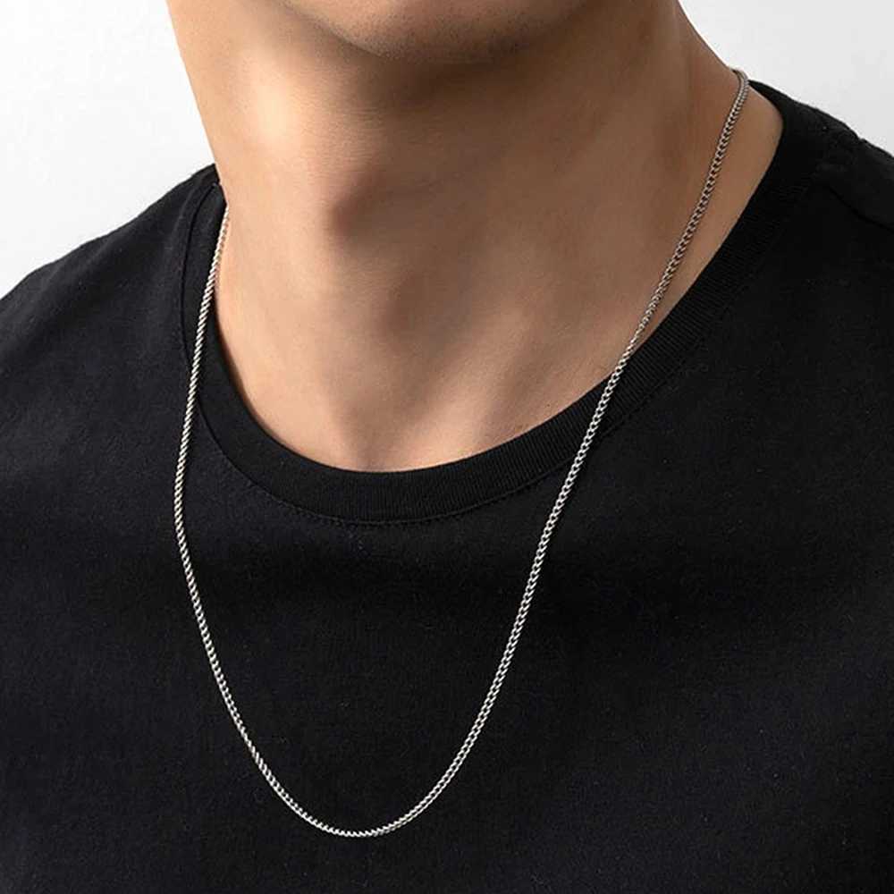 Stainless Steel Chain Necklace for Men Long Chain Choker Men Collar Neck Lace DIY Pendant Silver Color Cord Lobster Jewelry Men XJ250708
