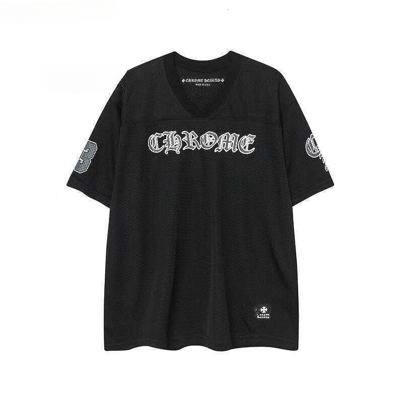 chrome Shirts Designer Cross Football chrome Jersey Summer Mesh Breathable Tshirt Hot Stamping Sanskrit Printed Mens Gothic Style Streetwear chromelie T Shirt