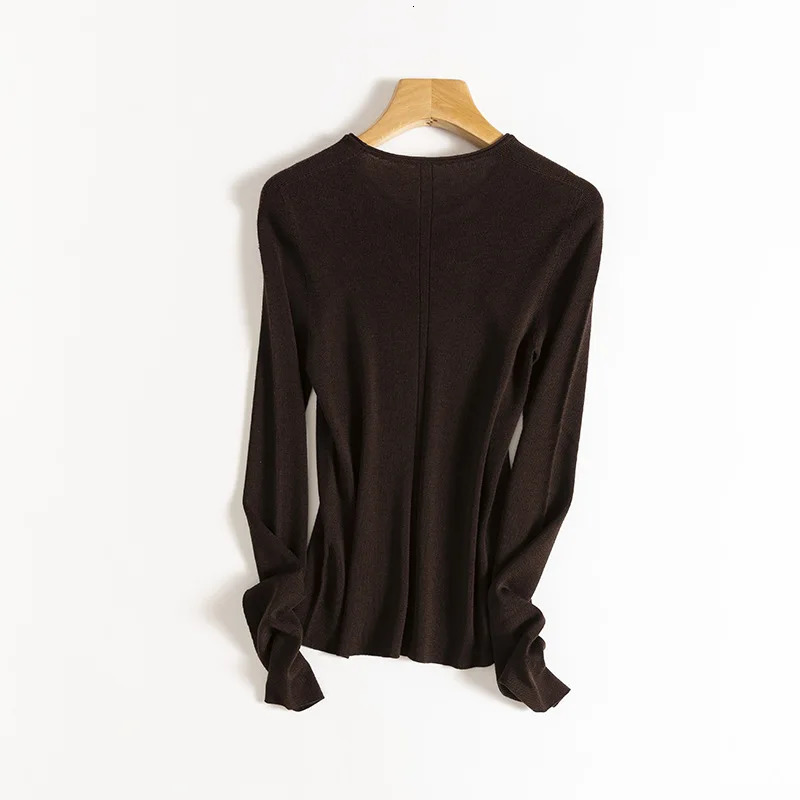 Birdtree Machine Washable 18G 100% Sheep Wool Seamless Thin Sweater Women Round Collar Long Sleeve Knit Tops Autumn T4N333JC 250728