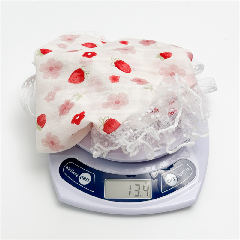 Red Strawberry Cherry Lace Headband Pastoral Style Tie Scarf Beach Style Thin Triangle Scarf 250726