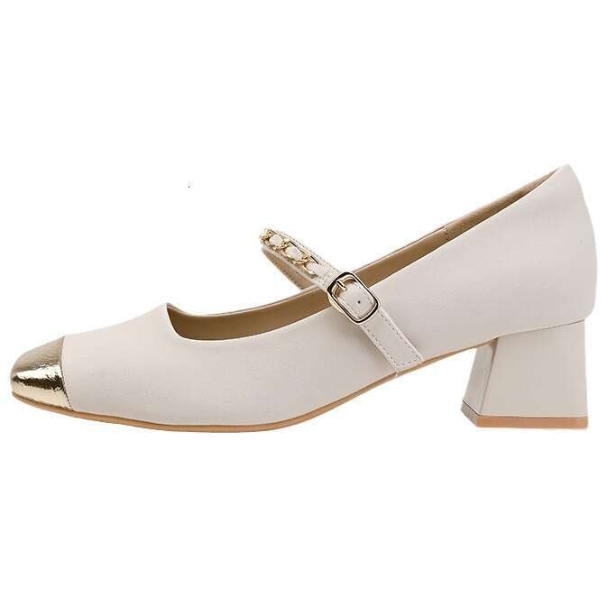 Yuanlitong Autumn New High Heels Women, Outdoor Wear, High-end Chinese Style Genuine Leather Women's Shoes, Mary Jane Color-blocking Single Shoes