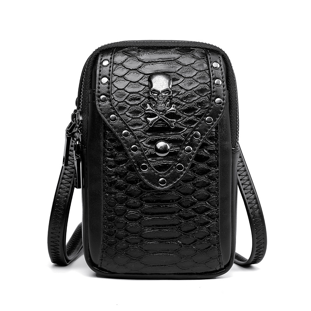 New PU Leather Skull Snake Pattern Women's Crossbody Outdoor Shoulder Phone Travel Small Bag ddmymoon