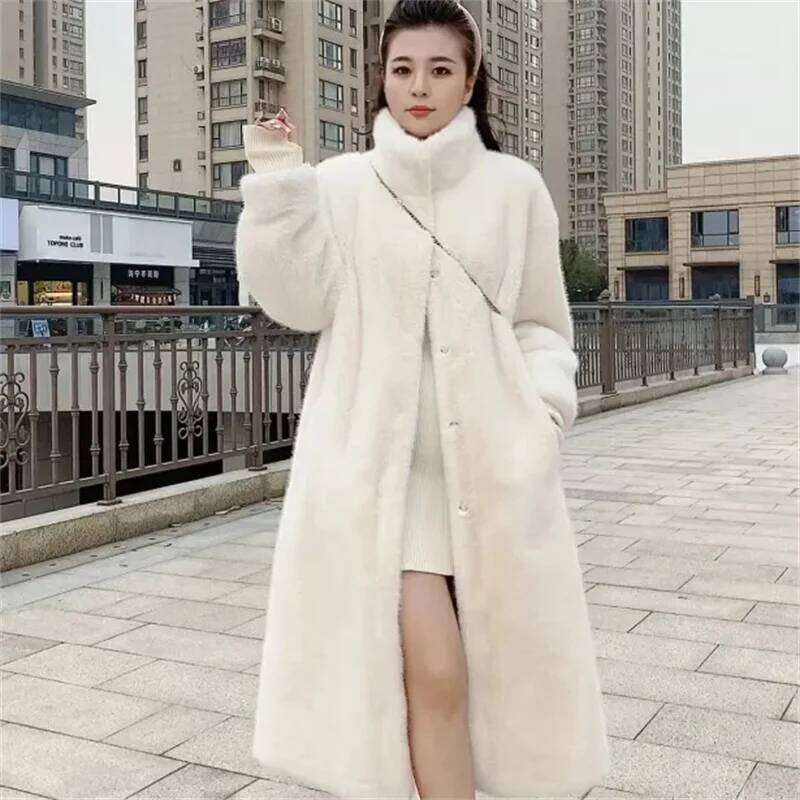 2024 New Long Mink Integrated Fur Women's Thick High-End Environmentally Friendly Coat Popular Winterthick Warm Jackets