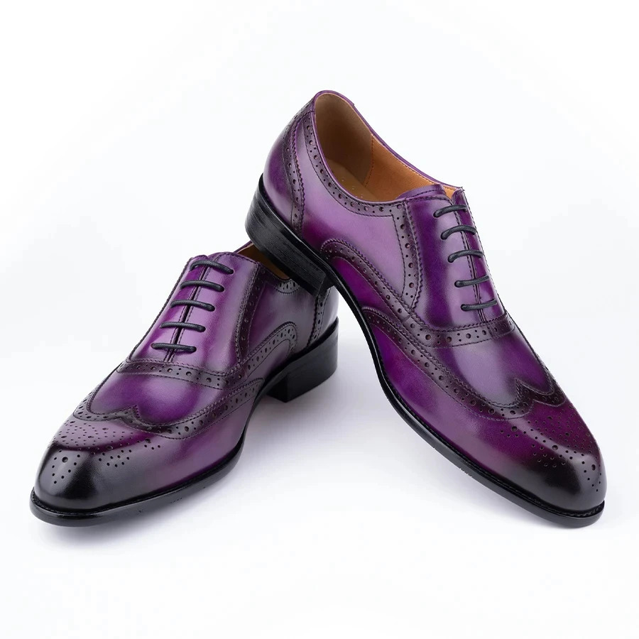 Trendy Mens Dress Shoes Genuine Leather Oxford Handmade Wedding Party Banquet Dress Carving Craft Adult Shoe Original n 250723