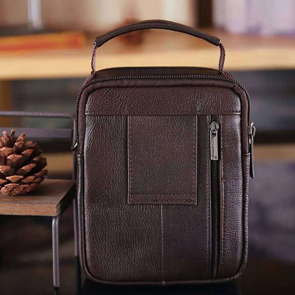 Men Small Shoulder Messenger Cross Body Bag Genuine Leather Cowhide Male Mini HandBag Belt Waist Pack Fanny Bags Purse