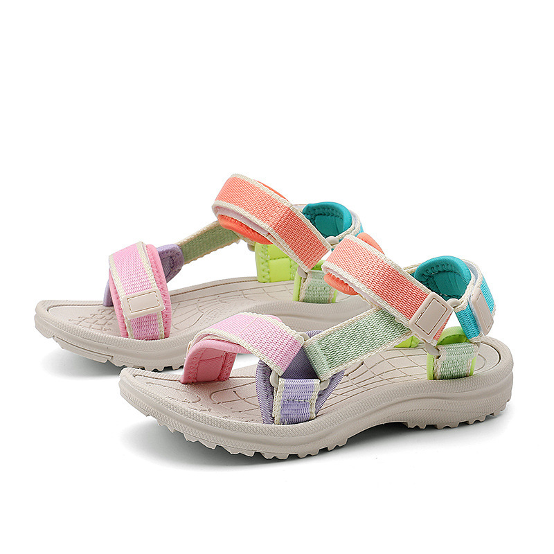 Dopamine Kids Girls Sandals Summer Soft Sole Comfortable Little Girl Princess Children's Open-Toe Beach Shoes Macaron