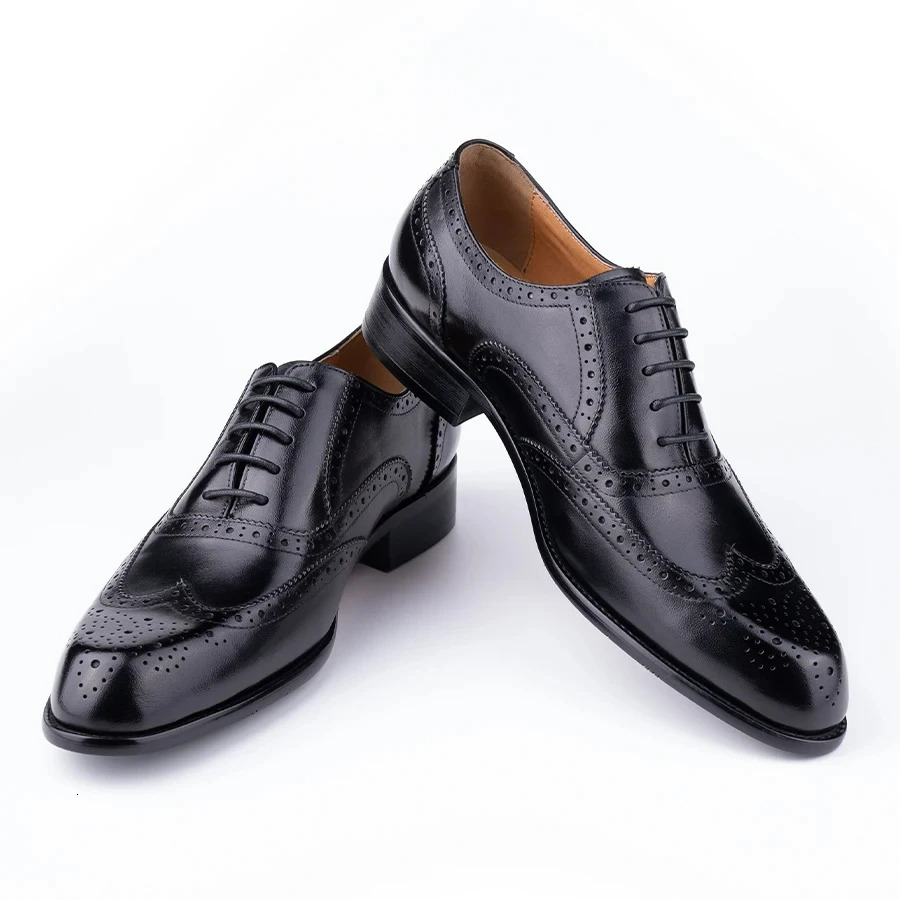 Trendy Mens Dress Shoes Genuine Leather Oxford Handmade Wedding Party Banquet Dress Carving Craft Adult Shoe Original n 250723
