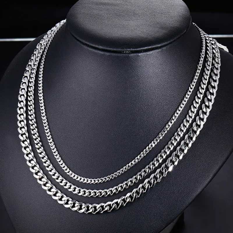 3MM 5MM 7MM Cuban Link Chain Stainless Steel Necklace Waterproof 18K Gold Plated Punk Men Women Jewelry DIY Accessories USENSET XJ250708