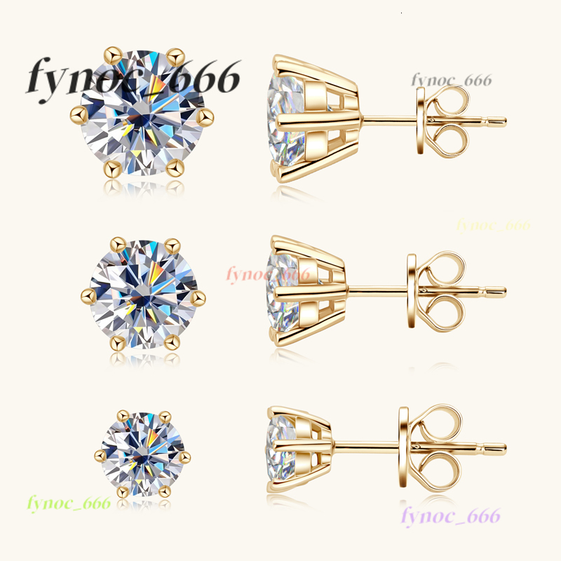 Moissanite 0.5CT 1CT 2CT 3CT Gold Plated 925 Sterling Silver Vvs Moissanite Stud Earrings With Gra Certificate