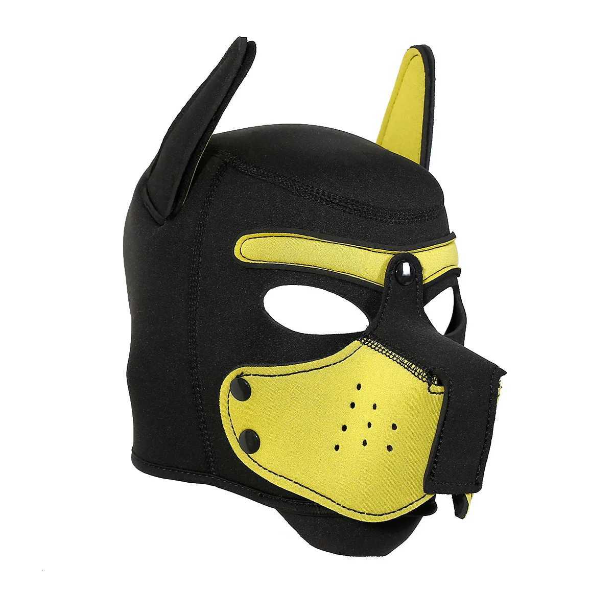 Men Women Latex Open Mouth Hole Dog Headgear Full Face Fetish Mask Hood for Halloween Puppy Play Party Unisex Sexy Costumes XJ250728